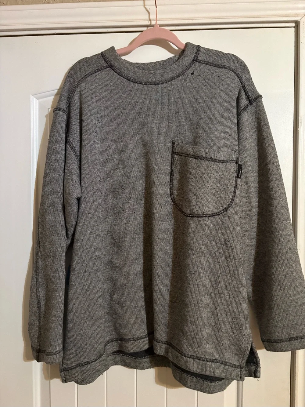 Gray Crewneck Pocket Sweater - Men's Casual Knit